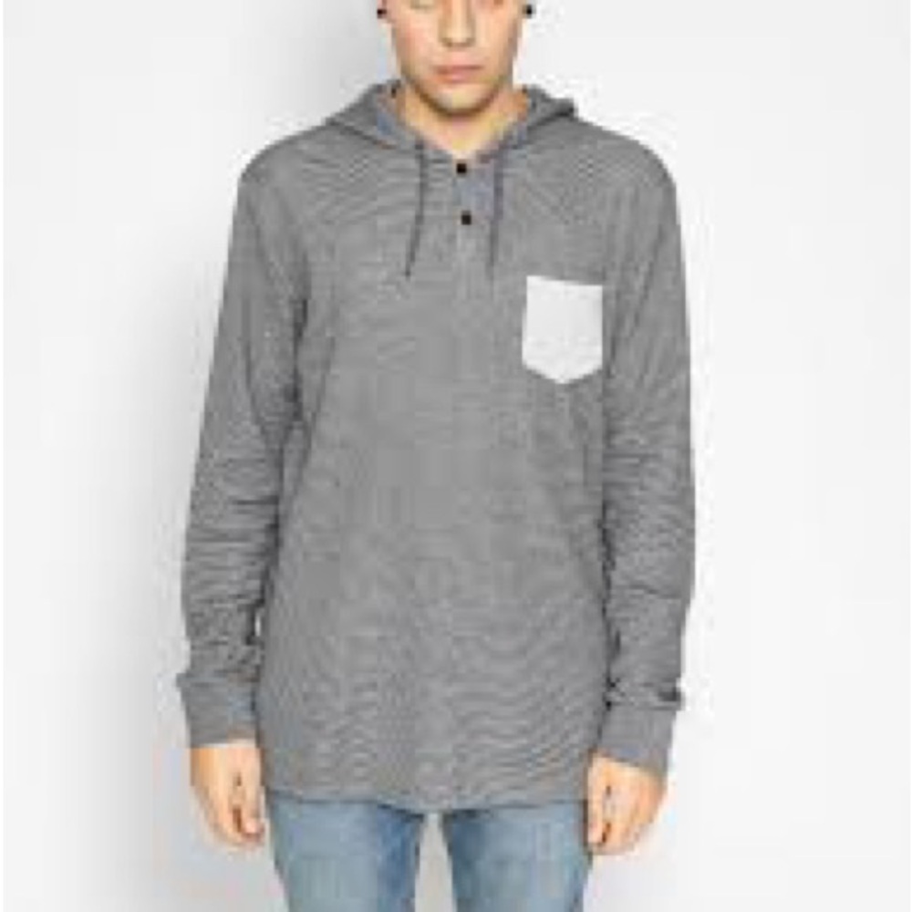 Quiksilver men's “murky sky”thermal hooded long-sleeve tee shirt
